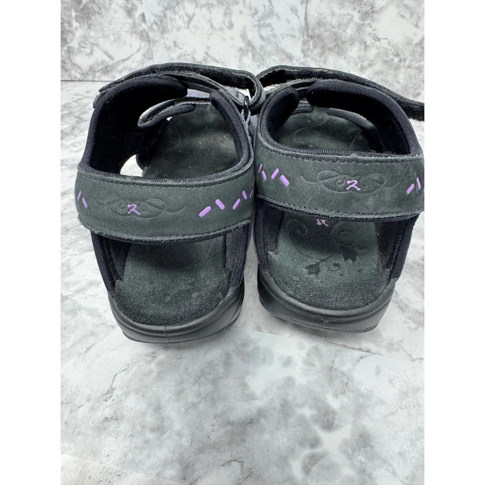 RYN Rocker Sole 💜Walking Sandals Black Purple Triple Strap orthopedic US 7.5 - Picture 5 of 10